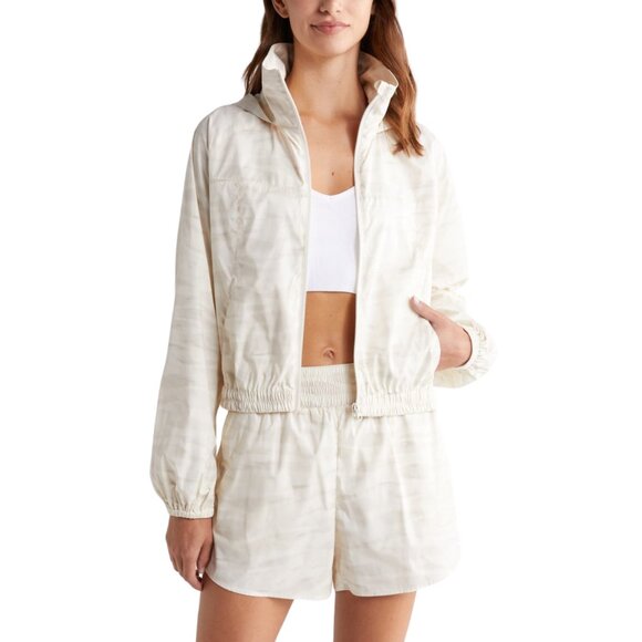 Title: Ace Print Zip Jacket w/ Stowaway Hood – Cream – Size XL NWT - Picture 4 of 11